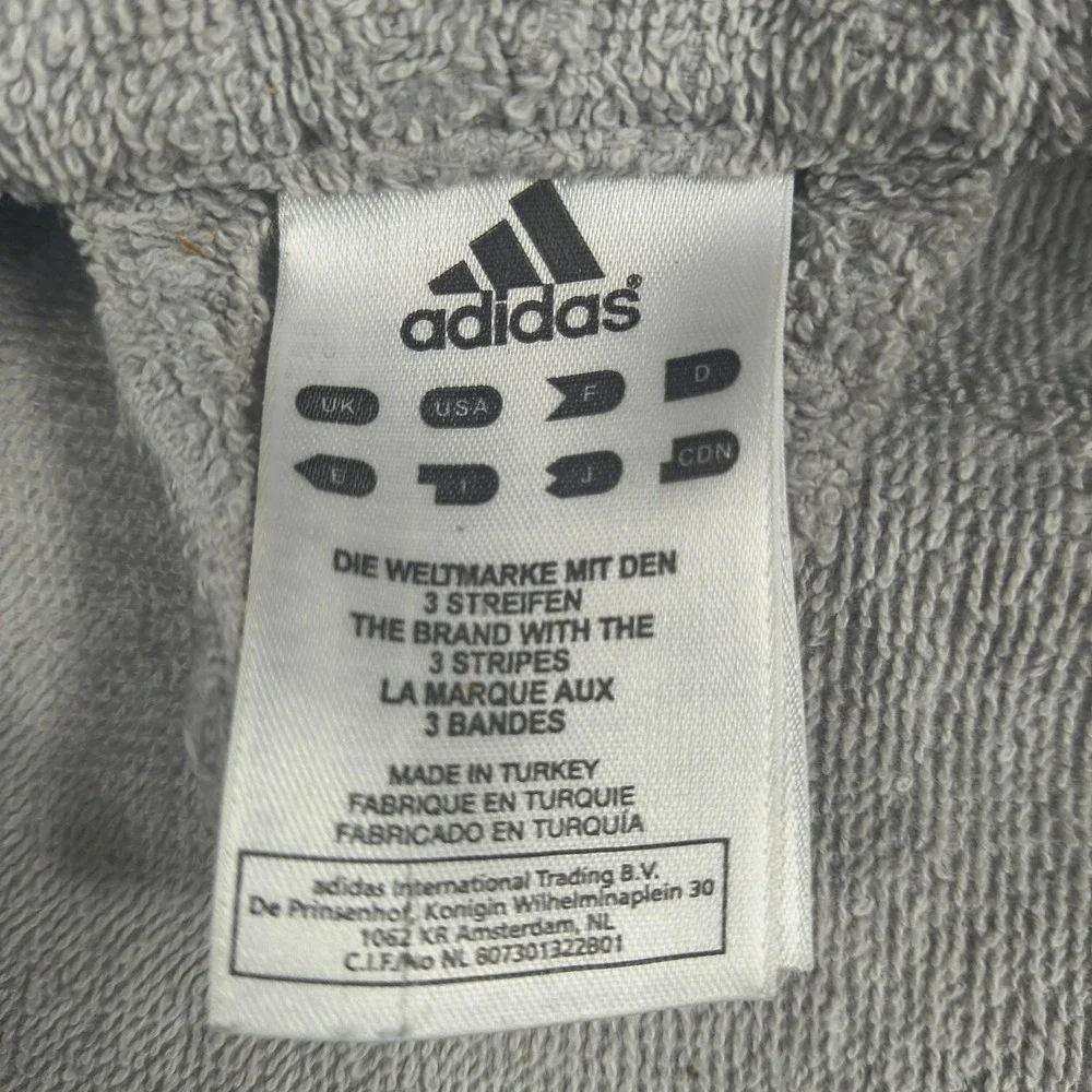 Adidas Mens Terrycloth Sleeveless Full Zip Hoodie Gray 3-Stripes Vest Size L